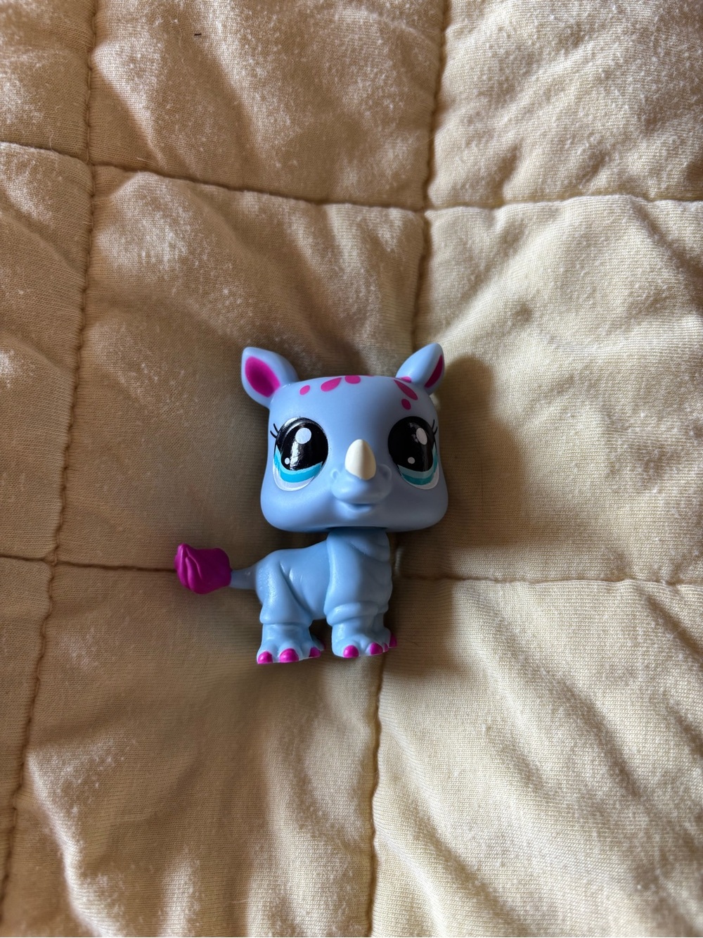 Littlest Pet Shop Light Blue Rhino Figure with Pink Accents